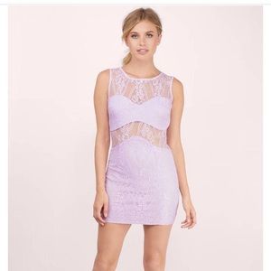Sheer lavender floral print bodycon dress